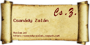 Csanády Zalán névjegykártya